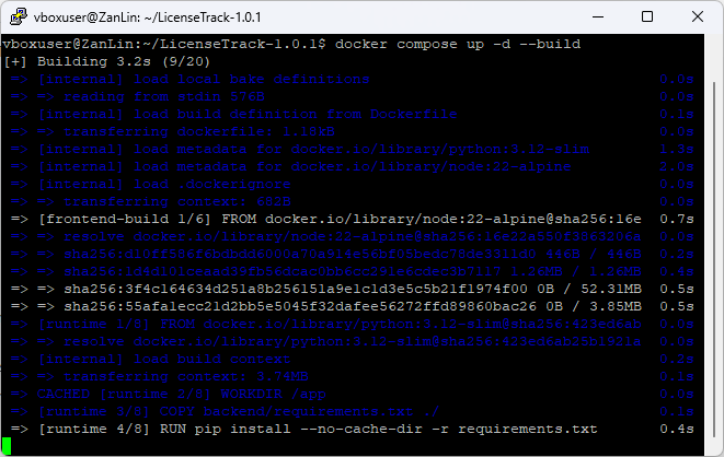 Running docker compose up