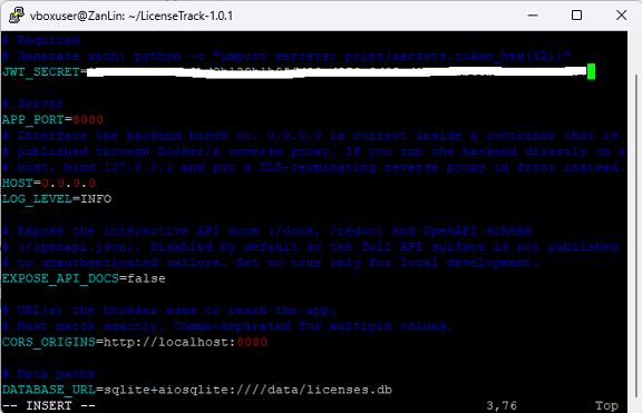 Setting JWT_SECRET in the .env file