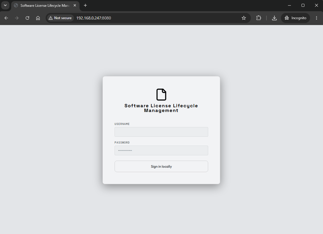 LicenseTrack sign-in screen
