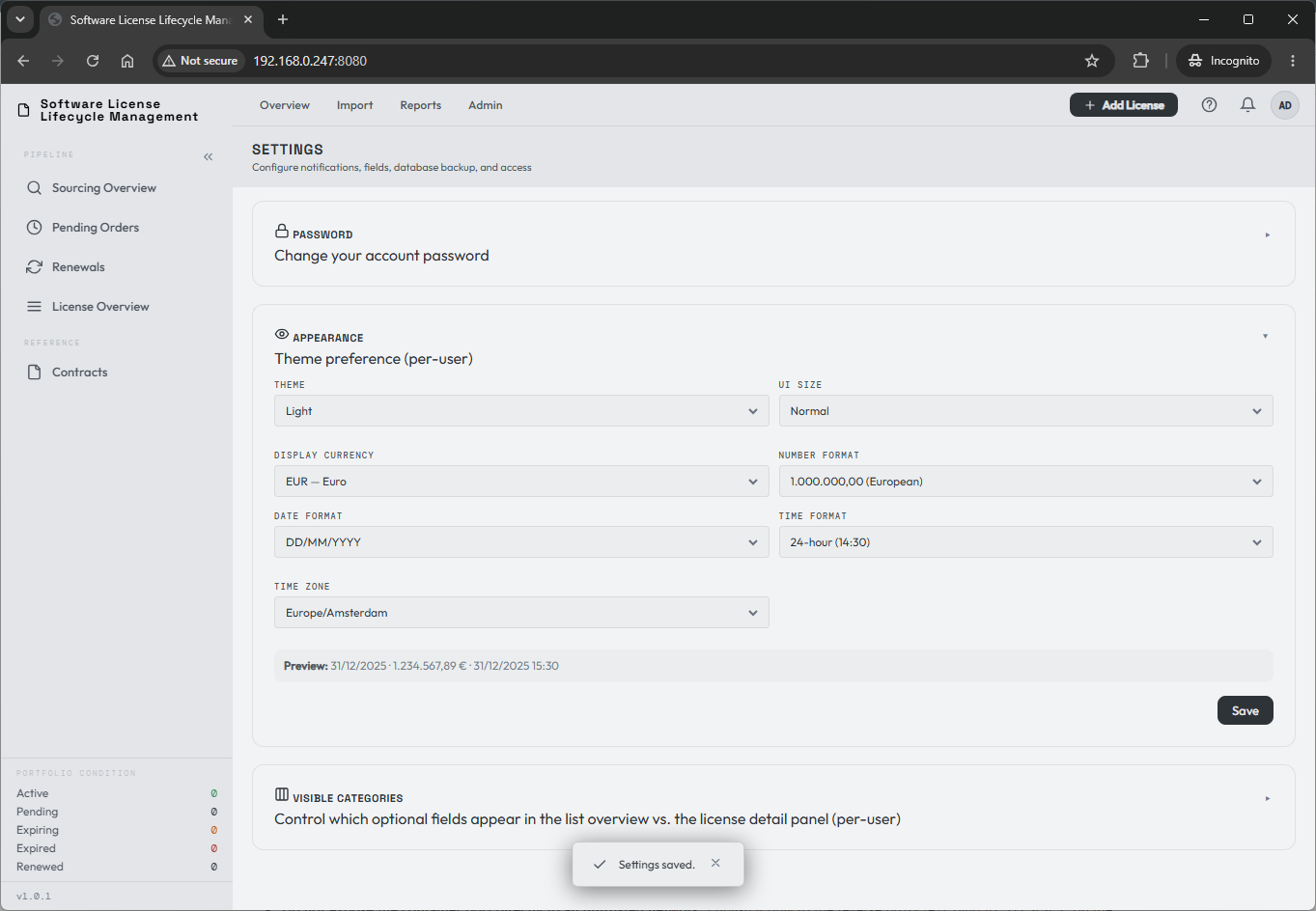 Personal appearance settings