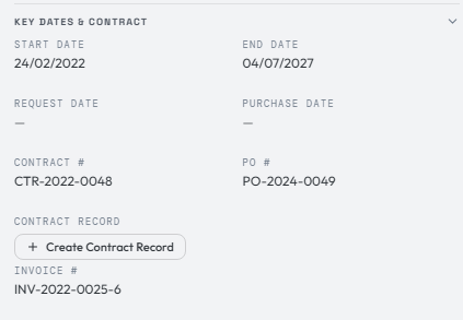 Key Dates & Contract section