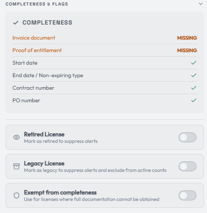 Completeness & Flags section