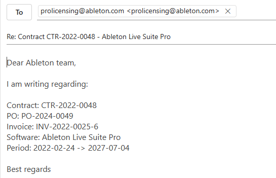 Pre-filled email to the publisher