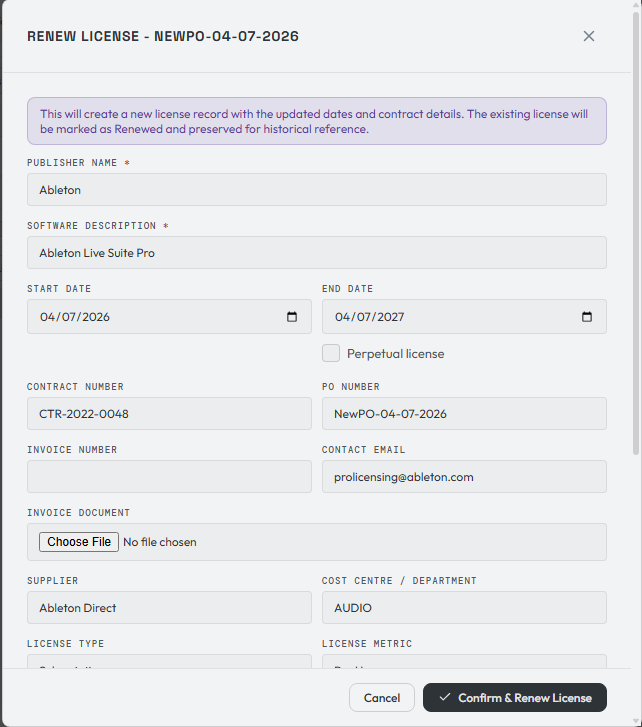 Reviewing the purchase and uploading the invoice